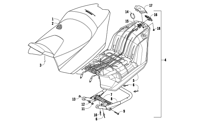 Parts Diagram for Arctic Cat 2010 Z1 TURBO SNO PRO SNOWMOBILE SEAT ASSEMBLY