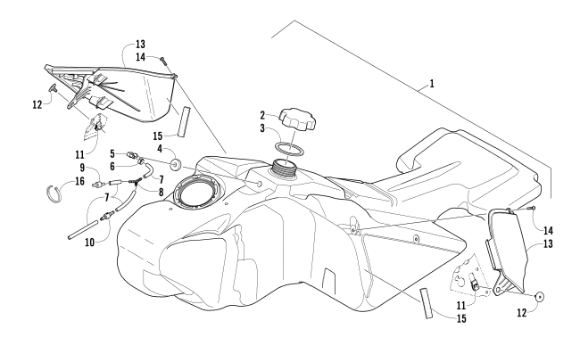 Parts Diagram for Arctic Cat 2011 BEARCAT 570 SNOWMOBILE GAS TANK ASSEMBLY