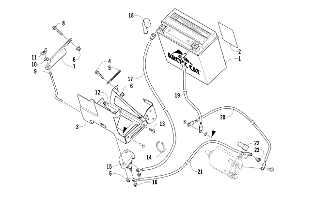 Parts Diagram for Arctic Cat 2010 TZ1 TOURING SNOWMOBILE BATTERY AND TRAY ASSEMBLY
