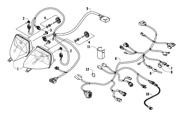 Parts Diagram for Arctic Cat 2010 F570 SNOWMOBILE HEADLIGHT AND WIRING ASSEMBLIES