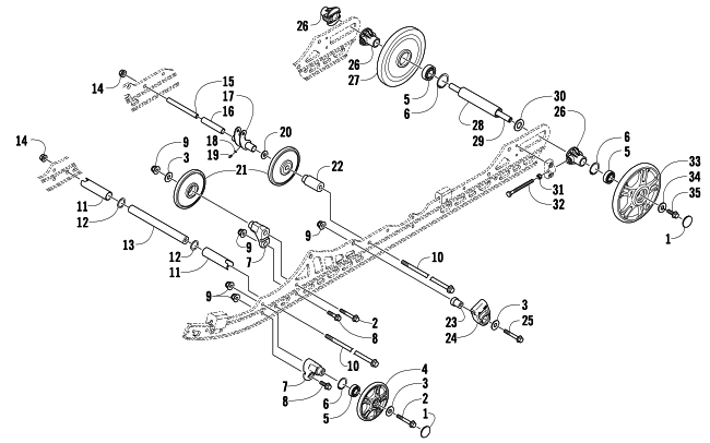 Parts Diagram for Arctic Cat 2010 BEARCAT 570 LONG TRACK SNOWMOBILE IDLER WHEEL ASSEMBLY