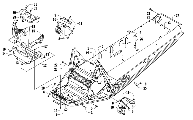 Parts Diagram for Arctic Cat 2010 BEARCAT 570 LONG TRACK SNOWMOBILE CHASSIS ASSEMBLY