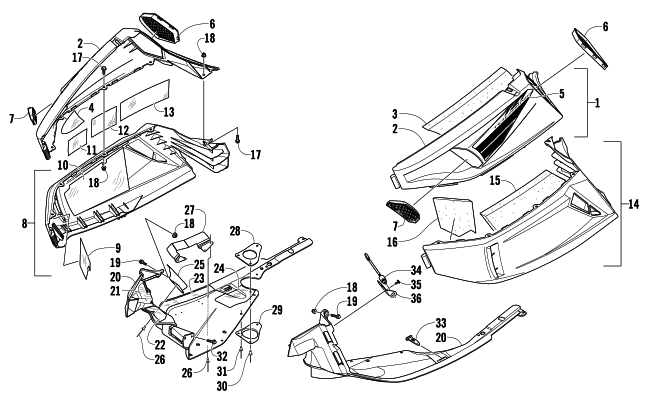 Parts Diagram for Arctic Cat 2010 TZ1 TOURING LXR SNOWMOBILE SKID PLATE AND SIDE PANEL ASSEMBLY
