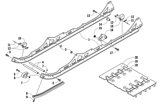 Parts Diagram for Arctic Cat 2010 BEARCAT Z1 XT SNOWMOBILE SLIDE RAIL AND TRACK ASSEMBLY