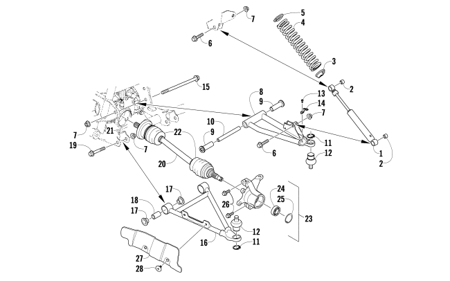 Parts Diagram for Arctic Cat 2010 650 4X4 AUTOMATIC MUD PRO ATV FRONT SUSPENSION ASSEMBLY