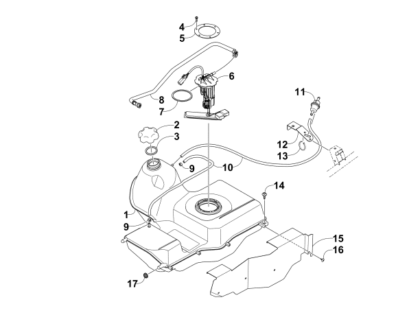 Parts Diagram for Arctic Cat 2010 700 TRV CRUISER ATV GAS TANK ASSEMBLY (VIN: AT205777 AND UP)