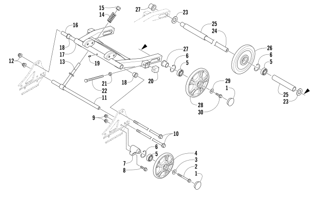 Parts Diagram for Arctic Cat 2015 BEARCAT 5000 XT SNOWMOBILE ARTICULATING SKID FRAME ASSEMBLY