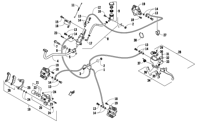Parts Diagram for Arctic Cat 2012 TRV 1000 GT ATV HYDRAULIC BRAKE ASSEMBLY