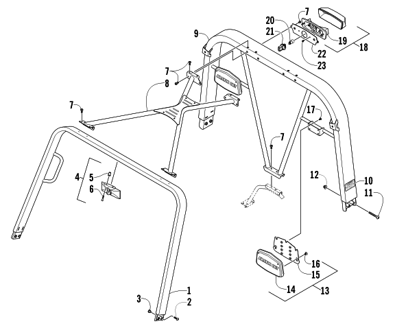 Parts Diagram for Arctic Cat 2010 PROWLER 1000 XTZ 4X4 ATV CANOPY AND TAILLIGHT ASSEMBLY