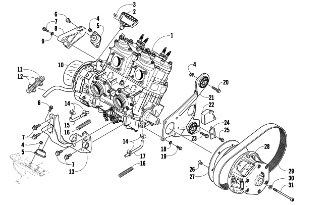 Parts Diagram for Arctic Cat 2010 F8 EFI SNOWMOBILE ENGINE AND RELATED PARTS