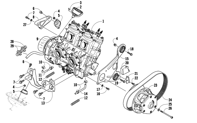 Parts Diagram for Arctic Cat 2011 F8 LXR SNOWMOBILE ENGINE AND RELATED PARTS