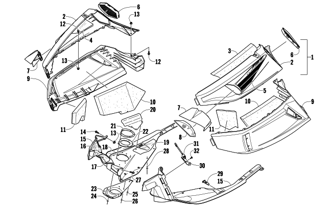 Parts Diagram for Arctic Cat 2010 TZ1 TURBO LXR SNOWMOBILE SKID PLATE AND SIDE PANEL ASSEMBLY