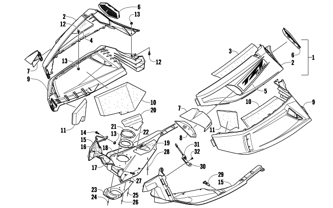 Parts Diagram for Arctic Cat 2010 TZ1 TURBO LXR LE SNOWMOBILE SKID PLATE AND SIDE PANEL ASSEMBLY