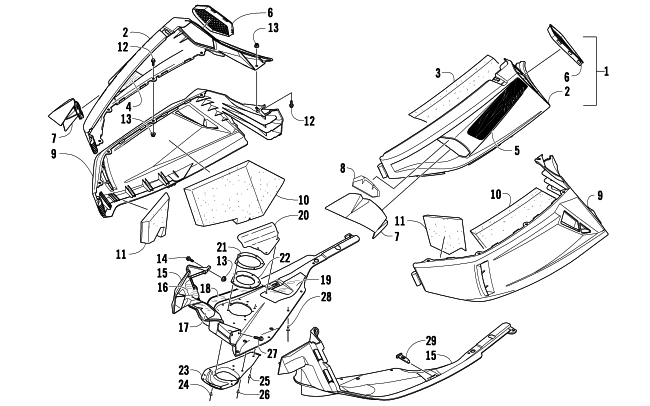 Parts Diagram for Arctic Cat 2010 Z1 TURBO LXR SNOWMOBILE SKID PLATE AND SIDE PANEL ASSEMBLY