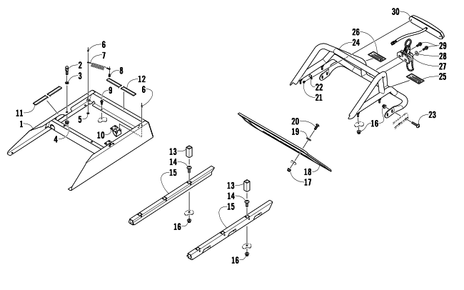 Parts Diagram for Arctic Cat 2010 BEARCAT 570 XT SNOWMOBILE REAR BUMPER, RACK RAIL, SNOWFLAP, AND TAILLIGHT ASSEMBLY