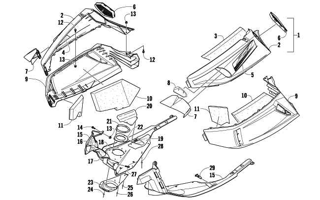 Parts Diagram for Arctic Cat 2010 Z1 TURBO SNOWMOBILE SKID PLATE AND SIDE PANEL ASSEMBLY