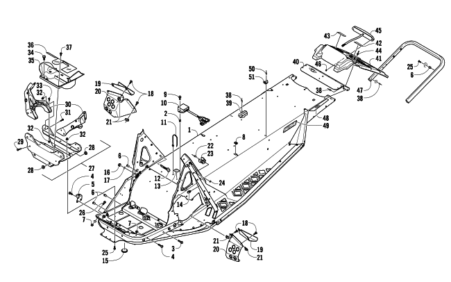 Parts Diagram for Arctic Cat 2010 Z1 1100 EFI SNOWMOBILE CHASSIS, REAR BUMPER, AND SNOWFLAP ASSEMBLY