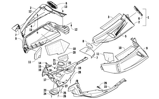 Parts Diagram for Arctic Cat 2010 Z1 TURBO EXT SNOWMOBILE SKID PLATE AND SIDE PANEL ASSEMBLY