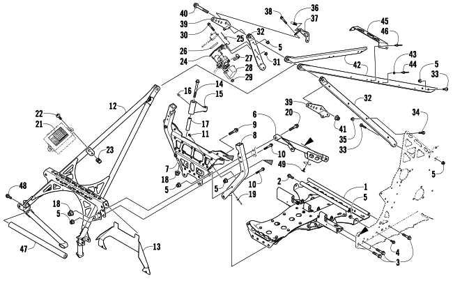 Parts Diagram for Arctic Cat 2010 600 SNO PRO SNOWMOBILE FRONT FRAME AND STEERING SUPPORT ASSEMBLY