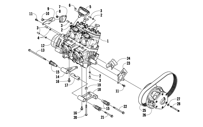 Parts Diagram for Arctic Cat 2011 ARCTIC CAT SNO PRO 600 CROSS COUNTRY SNOWMOBILE ENGINE AND RELATED PARTS