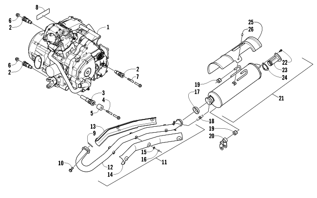 Parts Diagram for Arctic Cat 2012 450 GT ATV ENGINE AND EXHAUST