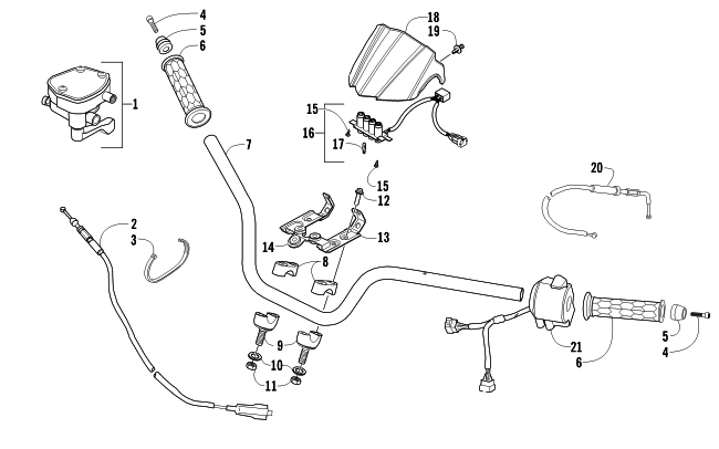 Parts Diagram for Arctic Cat 2015 300 DVX ATV HANDLEBAR AND CONTROLS ASSEMBLY