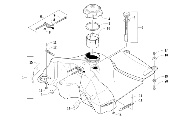 Parts Diagram for Arctic Cat 2011 CFR1000 SNOWMOBILE GAS TANK ASSEMBLY