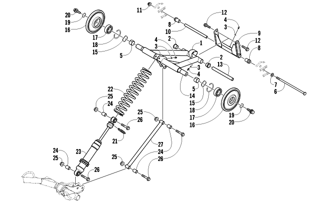 Parts Diagram for Arctic Cat 2011 CF8 SNOWMOBILE REAR SUSPENSION REAR ARM ASSEMBLY