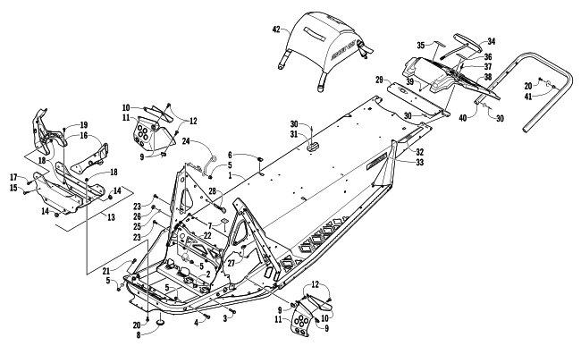 Parts Diagram for Arctic Cat 2011 F5 LXR SNOWMOBILE CHASSIS, REAR BUMPER, AND SNOWFLAP ASSEMBLY