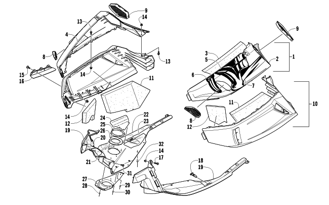 Parts Diagram for Arctic Cat 2011 F6 SNO PRO SNOWMOBILE SKID PLATE AND SIDE PANEL ASSEMBLY