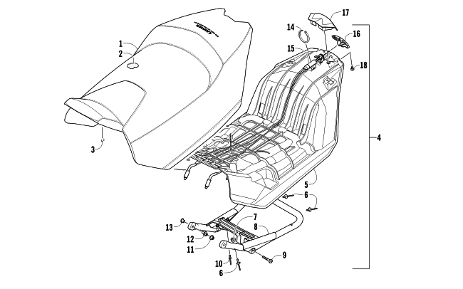 Parts Diagram for Arctic Cat 2011 F6 SNO PRO SNOWMOBILE SEAT ASSEMBLY