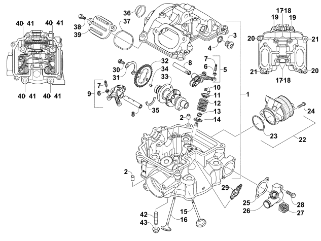 Parts Diagram for Arctic Cat 2014 500 ATV CYLINDER HEAD AND CAMSHAFT/VALVE ASSEMBLY