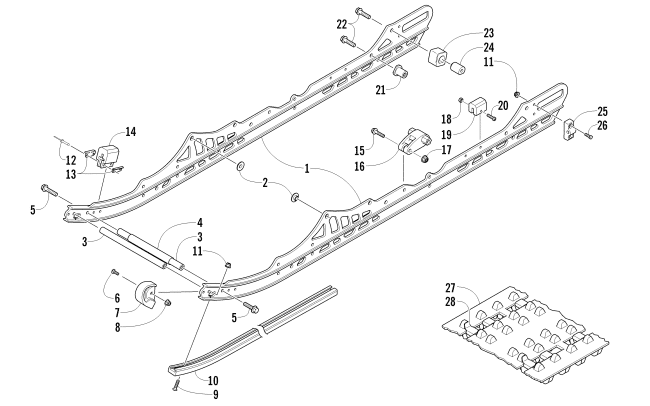 Parts Diagram for Arctic Cat 2013 TZ1 TURBO LXR SNOWMOBILE SLIDE RAIL AND TRACK ASSEMBLY
