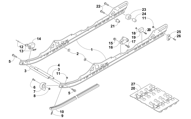 Parts Diagram for Arctic Cat 2011 BEARCAT 570 LTD SNOWMOBILE SLIDE RAIL AND TRACK ASSEMBLY