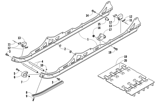 Parts Diagram for Arctic Cat 2011 BEARCAT 570 XT SNOWMOBILE SLIDE RAIL AND TRACK ASSEMBLY