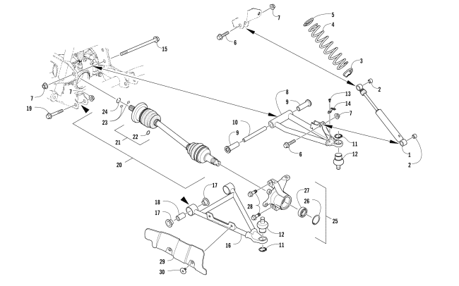 Parts Diagram for Arctic Cat 2011 650 H1 ATV FRONT SUSPENSION ASSEMBLY