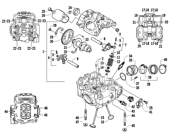 Parts Diagram for Arctic Cat 2011 550s H1 EFI ATV CYLINDER HEAD AND CAMSHAFT/VALVE ASSEMBLY