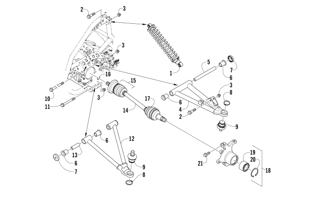 Parts Diagram for Arctic Cat 2011 425 EFI CR ATV FRONT SUSPENSION ASSEMBLY