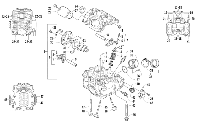 Parts Diagram for Arctic Cat 2011 TRV 700 ATV CYLINDER HEAD AND CAMSHAFT/VALVE ASSEMBLY (UP TO ENGINE SERIAL NO. 0309069)
