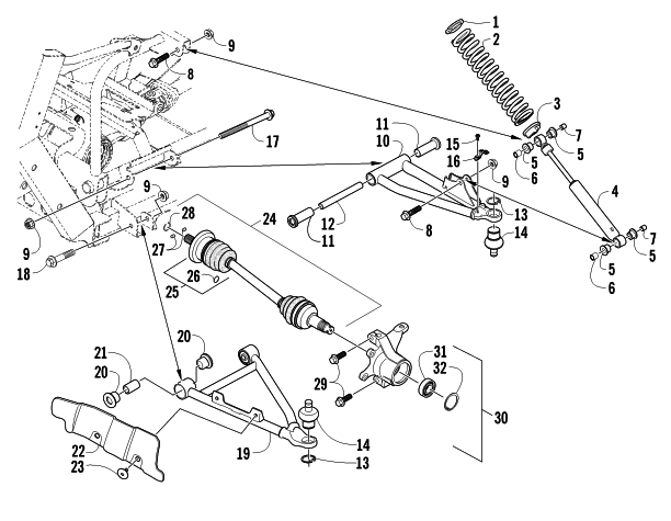 Parts Diagram for Arctic Cat 2014 PROWLER 700 XTX ATV FRONT SUSPENSION ASSEMBLY
