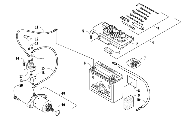 Parts Diagram for Arctic Cat 2011 450 EFI ATV BATTERY AND STARTER ASSEMBLY