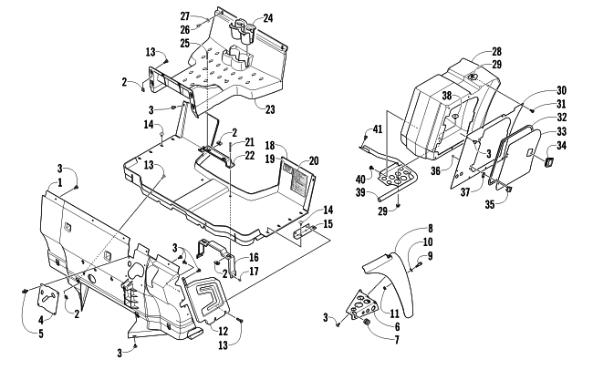 Parts Diagram for Arctic Cat 2011 PROWLER 700 HDX ATV CONSOLE, FLOOR PANEL & STORAGE BOX ASSEMBLY