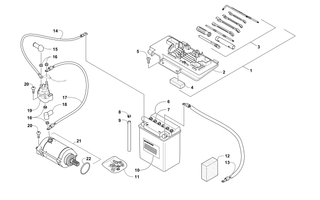 Parts Diagram for Arctic Cat 2012 650 ATV BATTERY AND STARTER ASSEMBLY