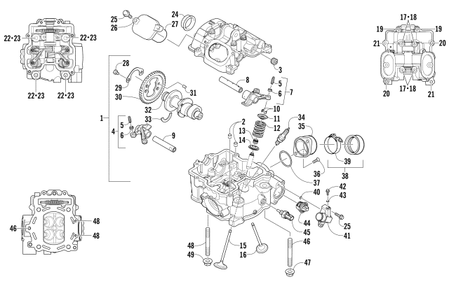 Parts Diagram for Arctic Cat 2011 700 H1 EFI ATV CYLINDER HEAD AND CAMSHAFT/VALVE ASSEMBLY (ENGINE SERIAL NO. 0309070 AND UP)