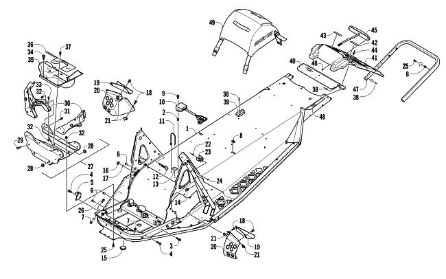 Parts Diagram for Arctic Cat 2011 Z1 TURBO LXR SNOWMOBILE CHASSIS, REAR BUMPER, AND SNOWFLAP ASSEMBLY