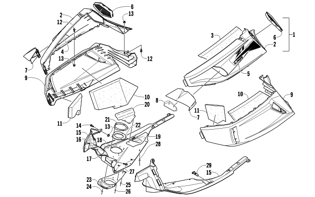 Parts Diagram for Arctic Cat 2011 Z1 TURBO LXR SNOWMOBILE SKID PLATE AND SIDE PANEL ASSEMBLY
