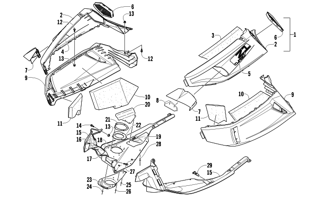 Parts Diagram for Arctic Cat 2011 Z1 TURBO LXR LTD SNOWMOBILE SKID PLATE AND SIDE PANEL ASSEMBLY
