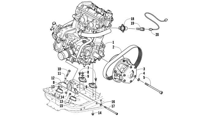 Parts Diagram for Arctic Cat 2011 Z1 TURBO SNO PRO SNOWMOBILE ENGINE AND RELATED PARTS