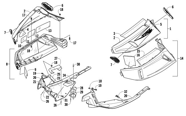 Parts Diagram for Arctic Cat 2011 TZ1 TOURING SNOWMOBILE SKID PLATE AND SIDE PANEL ASSEMBLY