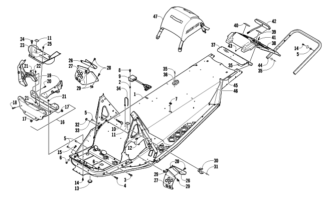 Parts Diagram for Arctic Cat 2011 Z1 LXR SNOWMOBILE CHASSIS, REAR BUMPER, AND SNOWFLAP ASSEMBLY